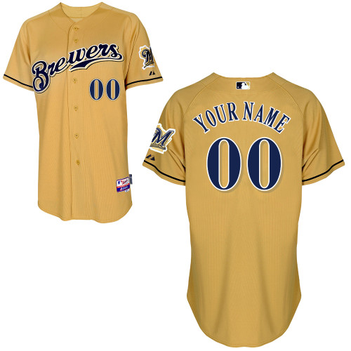 Customized Youth MLB jersey-Milwaukee Brewers Authentic Gold Baseball Jersey